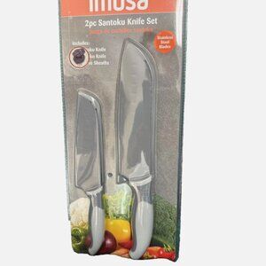 IMUSA 2 Pc Knife Set Santoku with 7” 5'' Santoku Chef Knife Stainless Steel